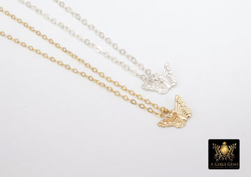 14 K Gold Filled Butterfly Chain Necklace, 925 Sterling Silver Tiny Monarch Choker, Dainty Adjustable Chain Necklace - A Girls Gems